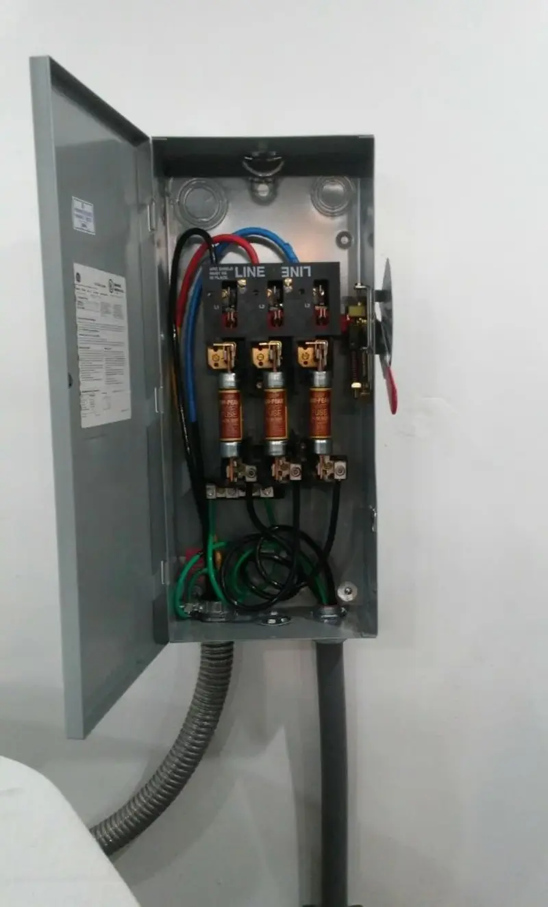 Three-phase disconnect switch installed for Smoke Detector Installation in Yarmouth